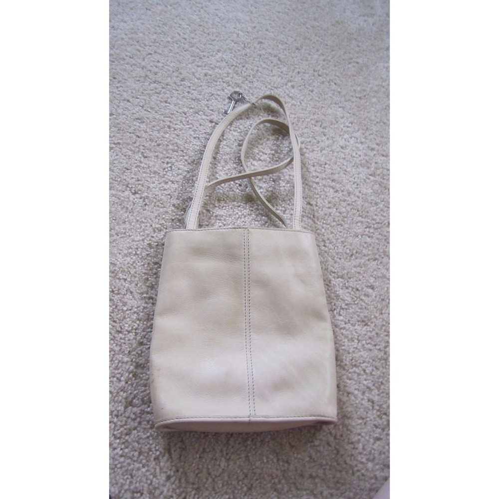 FOSSIL Cream Leather Purse 75082 Small Tote Style 9 1/2 Tall Two Handles